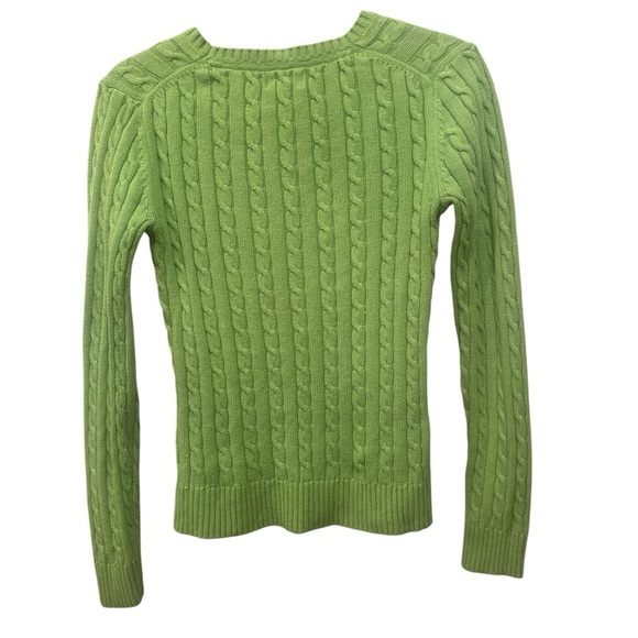 Lilly Pulitzer Green Cable Knit Sweater Pink Palm Tree Sz XS Vintage - Picture 2 of 9